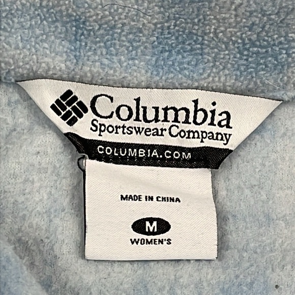 Columbia Fleece Full Zip Jacket Light Blue Plaid Zip Pockets Lounge Sz M - Picture 8 of 9